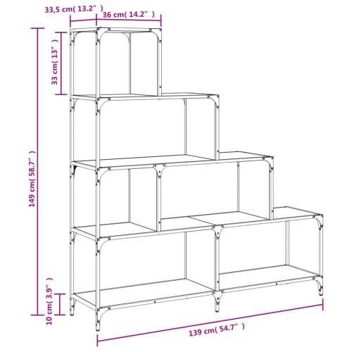 Regal za knjige s 4 razine boja hrasta 139x33,5x149 cm drveni - Dimljeni hrast 1 Cijena