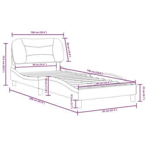 Okvir za krevet bez madraca crni 90x190cm od tkanine Crna 90 x 190 cm Cijena