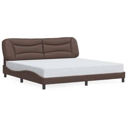 Okvir kreveta s LED svjetlima smeđi 200 x 200 cm umjetna koža - Smeđa 200 x 200 cm Cijena