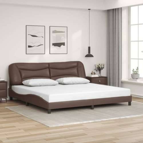 Okvir kreveta s LED svjetlima smeđi 200 x 200 cm umjetna koža - Smeđa 200 x 200 cm Cijena
