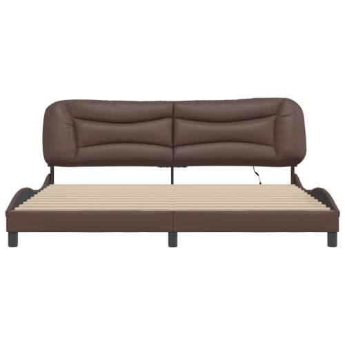 Okvir kreveta s LED svjetlima smeđi 200 x 200 cm umjetna koža - Smeđa 200 x 200 cm Cijena