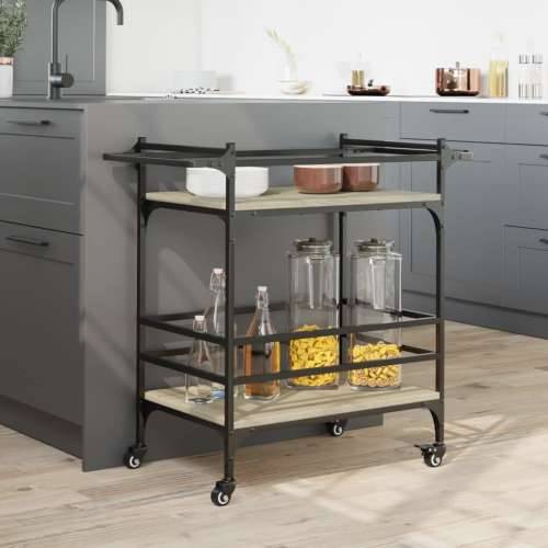 Kuhinjska kolica boja hrasta 82x40x78,5 cm konstruirano drvo - sonoma hrast Cijena