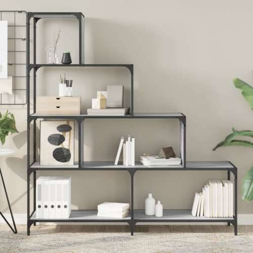 Regal za knjige s 4 razine boja hrasta 139x33,5x149 cm drveni - Sivi hrast sonoma 1 Cijena