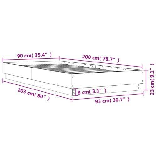 Okvir kreveta boja betona 90x200 cm od konstruiranog drva Beton siva 90 x 200 cm Cijena