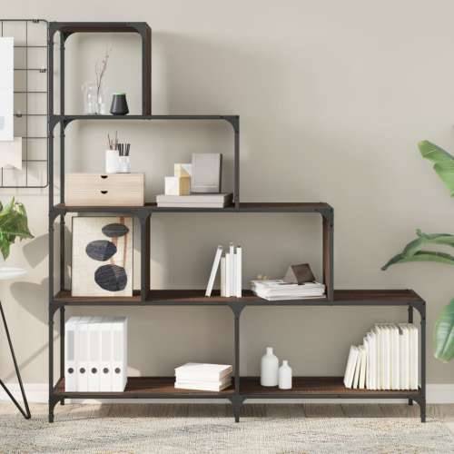 Regal za knjige s 4 razine boja hrasta 139x33,5x149 cm drveni - Smeđi hrast 1 Cijena