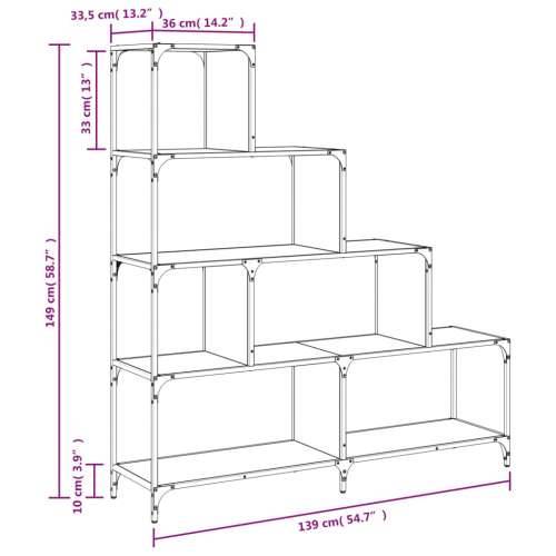 Regal za knjige s 4 razine boja hrasta 139x33,5x149 cm drveni - Smeđi hrast 1 Cijena