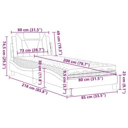Krevet s madracem cappuccino boje 80 x 200 cm od umjetne kože - Boja cappuccina 80 x 200 cm Cijena