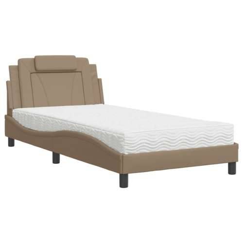 Krevet s madracem boja cappuccina 100 x 200 cm od umjetne kože - Boja cappuccina 100 x 200 cm Cijena