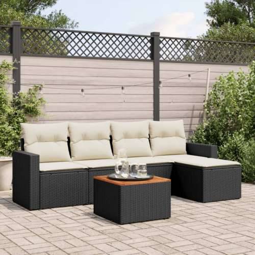 Vrtna garnitura - 6-dijelni set vrtnih sofa s jastucima crni od poliratana - Crna i krem 1 Cijena