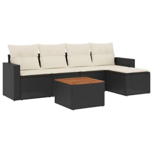 Vrtna garnitura - 6-dijelni set vrtnih sofa s jastucima crni od poliratana - Crna i krem 1 Cijena