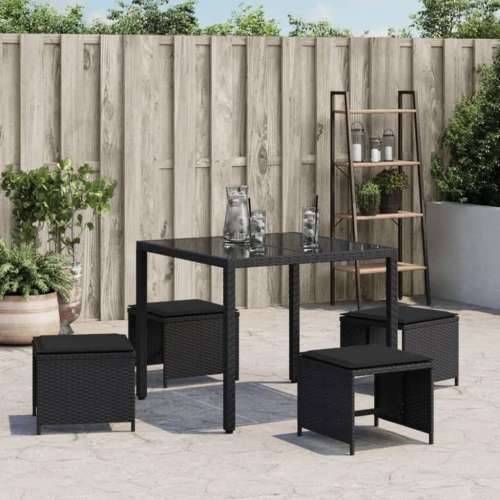 Vrtni taburei s jastucima 4 kom crni 41x41x36 cm od poliratana - Crna 4 Cijena