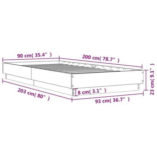 Okvir kreveta bez madraca dimljena boja hrasta 90x200 cm drveni - Dimljeni hrast 90 x 200 cm Cijena
