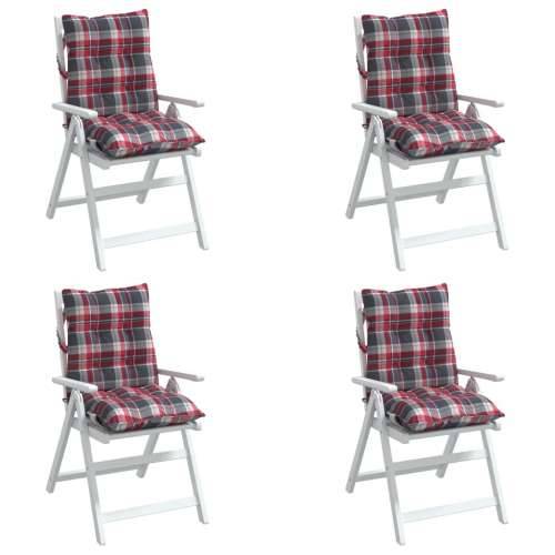 Jastuci za stolicu niskog naslona 4 kom crveni karirani tkanina - Crveni karirani uzorak 4 with 2 elastic straps Cijena