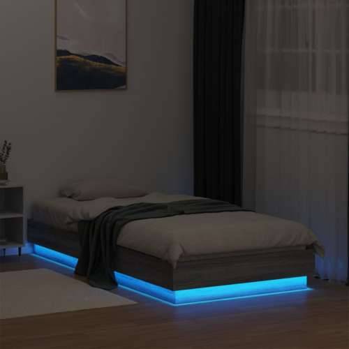 Okvir kreveta s LED svjetlima siva boja hrasta 90 x 190 cm - Sivi hrast sonoma 90 x 190 cm Cijena