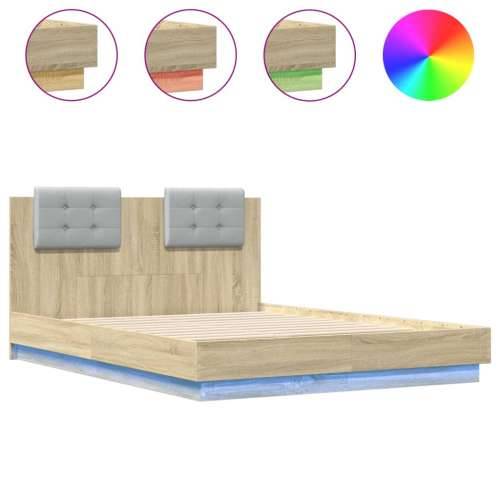 Okvir kreveta s uzglavljem LED boja hrasta sonome 135 x 190 cm - sonoma hrast 135 x 190 cm Cijena