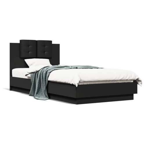 Okvir kreveta s uzglavljem i LED svjetlima crni 100 x 200 cm - Crna 100 x 200 cm Cijena