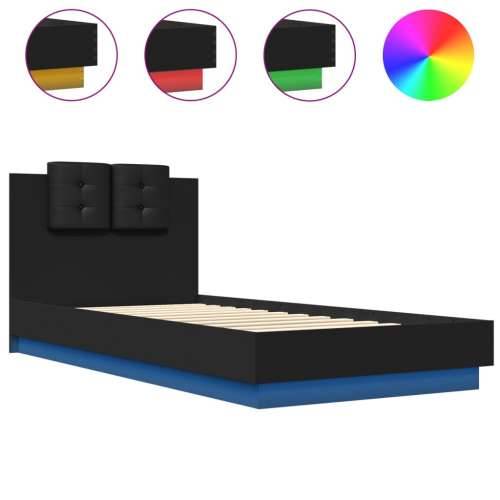 Okvir kreveta s uzglavljem i LED svjetlima crni 100 x 200 cm - Crna 100 x 200 cm Cijena