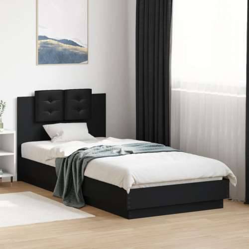 Okvir kreveta s uzglavljem i LED svjetlima crni 100 x 200 cm - Crna 100 x 200 cm Cijena