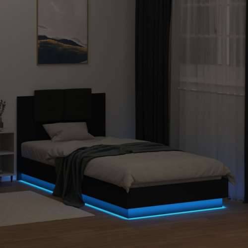Okvir kreveta s uzglavljem i LED svjetlima crni 100 x 200 cm - Crna 100 x 200 cm Cijena