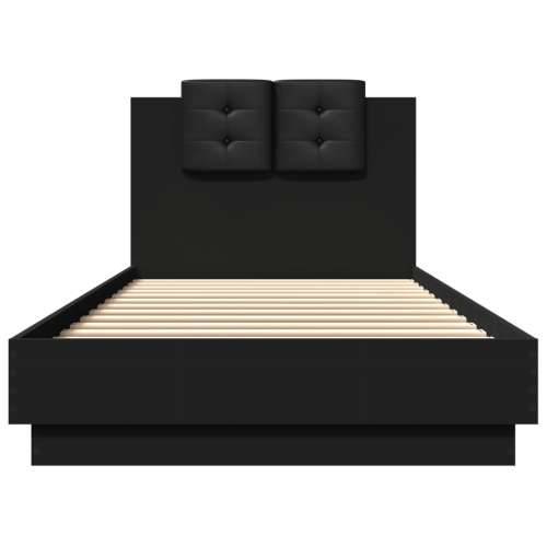 Okvir kreveta s uzglavljem i LED svjetlima crni 100 x 200 cm - Crna 100 x 200 cm Cijena