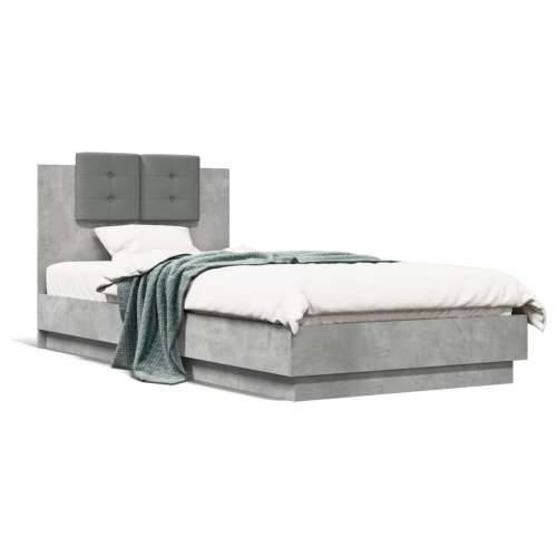 Okvir kreveta s uzglavljem LED siva boja betona 100 x 200 cm - Beton siva 100 x 200 cm Cijena