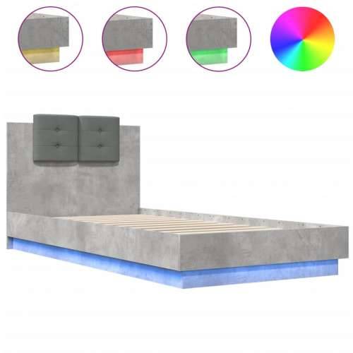 Okvir kreveta s uzglavljem LED siva boja betona 100 x 200 cm - Beton siva 100 x 200 cm Cijena
