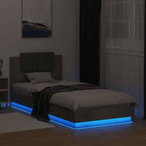 Okvir kreveta s uzglavljem LED siva boja betona 100 x 200 cm - Beton siva 100 x 200 cm Cijena