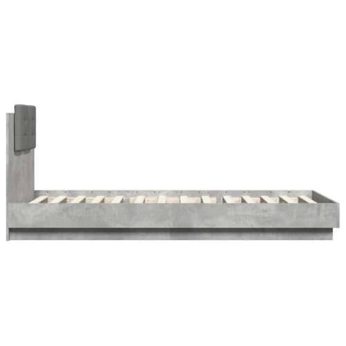 Okvir kreveta s uzglavljem LED siva boja betona 100 x 200 cm - Beton siva 100 x 200 cm Cijena