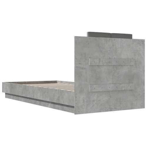 Okvir kreveta s uzglavljem LED siva boja betona 100 x 200 cm - Beton siva 100 x 200 cm Cijena