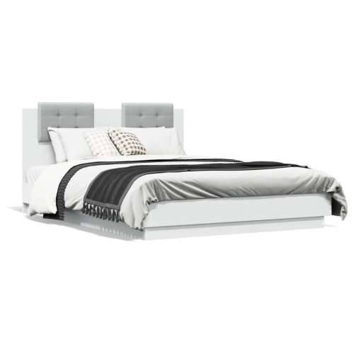 Okvir kreveta s uzglavljem i LED svjetlima bijeli 140 x 190 cm - Bijela 140 x 190 cm Cijena