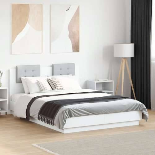 Okvir kreveta s uzglavljem i LED svjetlima bijeli 140 x 190 cm - Bijela 140 x 190 cm Cijena