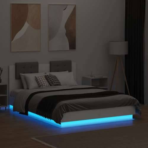 Okvir kreveta s uzglavljem i LED svjetlima bijeli 140 x 190 cm - Bijela 140 x 190 cm Cijena