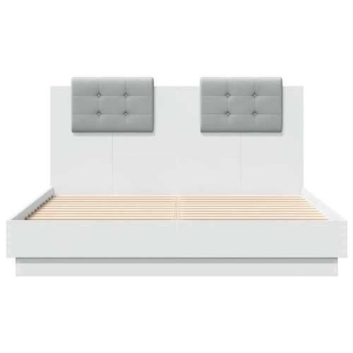 Okvir kreveta s uzglavljem i LED svjetlima bijeli 140 x 190 cm - Bijela 140 x 190 cm Cijena