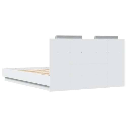 Okvir kreveta s uzglavljem i LED svjetlima bijeli 140 x 190 cm - Bijela 140 x 190 cm Cijena