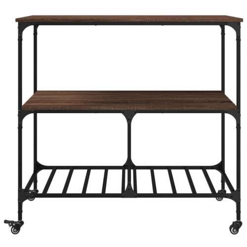 Kuhinjska kolica boja hrasta 100 x 50 x 95 cm konstruirano drvo - Smeđi hrast Cijena