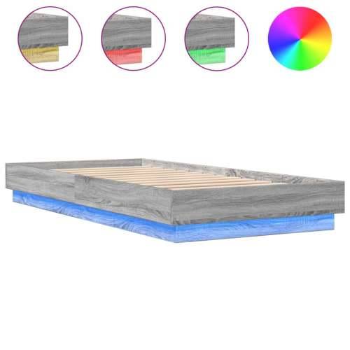 Okvir za krevet s LED svjetlima siva boja hrasta 100 x 200 cm - Sivi hrast sonoma 100 x 200 cm Cijena