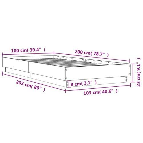Okvir za krevet s LED svjetlima siva boja hrasta 100 x 200 cm - Sivi hrast sonoma 100 x 200 cm Cijena