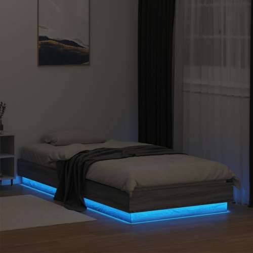 Okvir za krevet s LED svjetlima siva boja hrasta 90 x 200 cm - Sivi hrast sonoma 90 x 200 cm Cijena