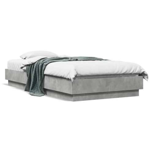Okvir kreveta s LED svjetlima siva boja betona 75 x 190 cm - Beton siva 75 x 190 cm Cijena