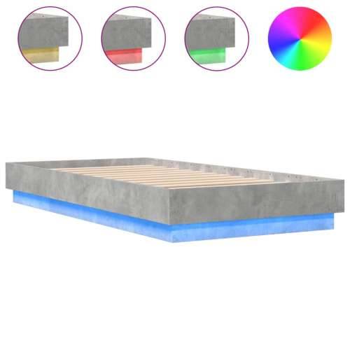 Okvir kreveta s LED svjetlima siva boja betona 75 x 190 cm - Beton siva 75 x 190 cm Cijena
