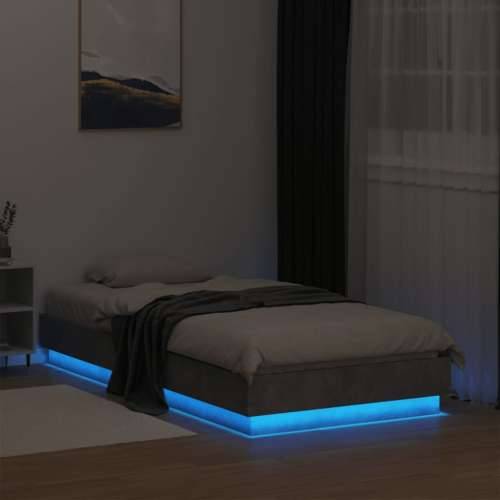 Okvir kreveta s LED svjetlima siva boja betona 75 x 190 cm - Beton siva 75 x 190 cm Cijena