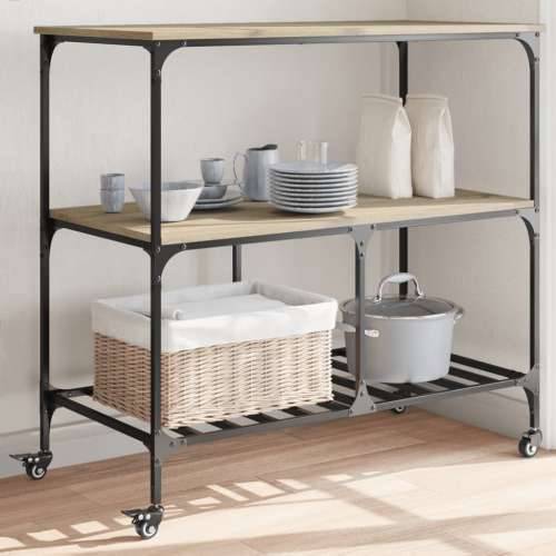 Kuhinjska kolica boja hrasta 100 x 50 x 95 cm konstruirano drvo - sonoma hrast Cijena