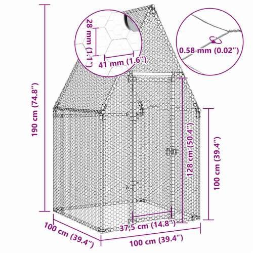 Kavez za kokoši srebrni 100 x 100 x 190 cm od pocinčanog čelika - 100 x 100 x 190 cm 1 Cijena