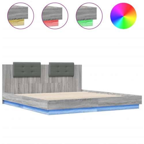 Okvir kreveta s uzglavljem LED boja hrasta sonome 160 x 200 cm - Sivi hrast sonoma 160 x 200 cm Cijena