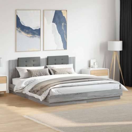 Okvir kreveta s uzglavljem LED boja hrasta sonome 160 x 200 cm - Sivi hrast sonoma 160 x 200 cm Cijena