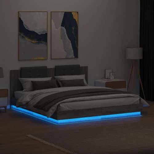 Okvir kreveta s uzglavljem LED boja hrasta sonome 160 x 200 cm - Sivi hrast sonoma 160 x 200 cm Cijena