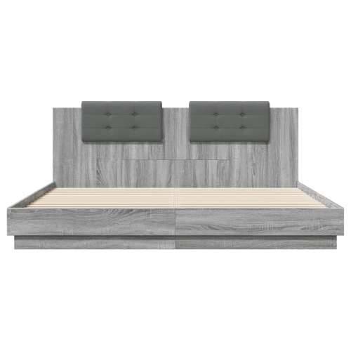 Okvir kreveta s uzglavljem LED boja hrasta sonome 160 x 200 cm - Sivi hrast sonoma 160 x 200 cm Cijena