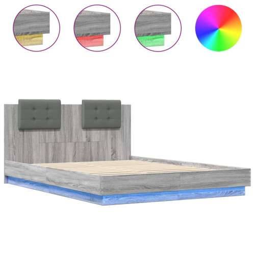Okvir kreveta s uzglavljem LED boja hrasta sonome 150 x 200 cm - Sivi hrast sonoma 150 x 200 cm Cijena