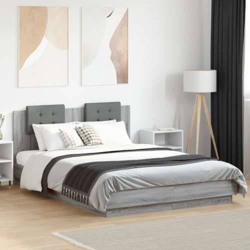 Okvir kreveta s uzglavljem LED boja hrasta sonome 150 x 200 cm - Sivi hrast sonoma 150 x 200 cm Cijena