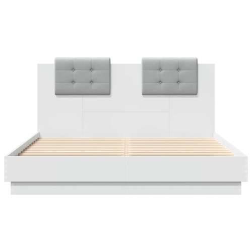 Okvir kreveta s uzglavljem i LED svjetlima bijeli 120 x 200 cm - Bijela 120 x 200 cm Cijena